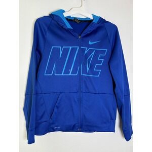 Nike Dri-FIT Full Zip Hoodie Boys‎ XL Blue Graphic Athletic Sweatshirt Jacket
